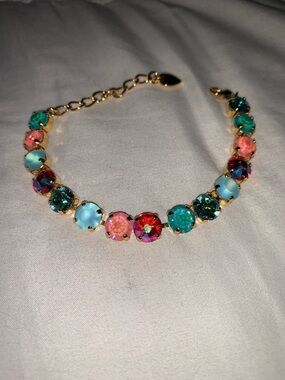 Multicolor Crystal Tennis Bracelet - Gold Setting